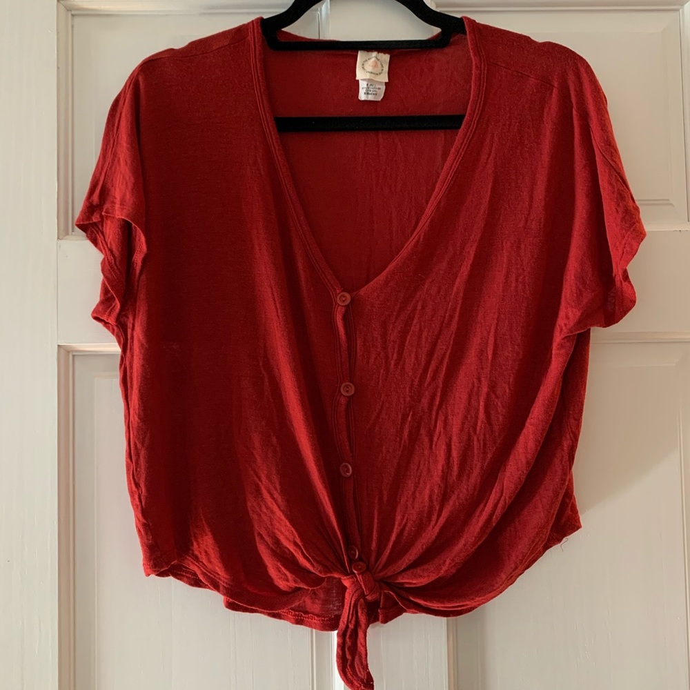 Tomato Red Button Down